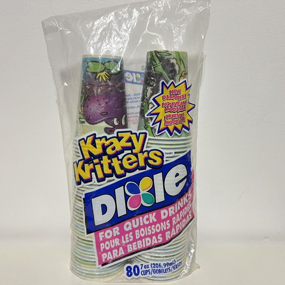 2003 DIXIE Krazy Kritters Cups 80 Count 7 oz. Unopened Jungle Panda Lion Hippo